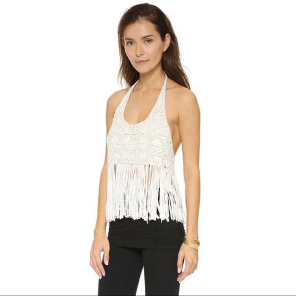 House of Harlow 1960 Tops - 🆕 HOUSE OF HARLOW 1960 Halter Fringe Top Egret